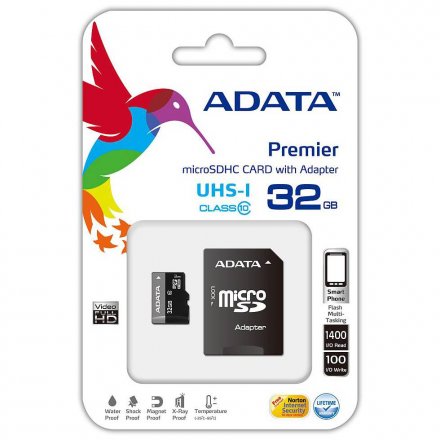 Карта памяти ADATA microSDHC 32 Gb Class 10 + SD adapter